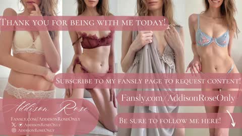 Addison Rose  I am currently away for the holiday weekend. Streams start again on 1242024. Enjoy the holiday online show from 31, 1, 2025