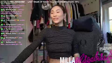 Snapshot of millamischief chatting on 27, 6, 2026 Milla Mischief online show from 27, 6, 2026